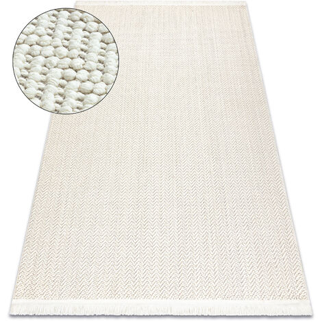 Alfombra NANO FJ86B Espina de pescado, bucle, tejido plano blanco white 80x150 cm
