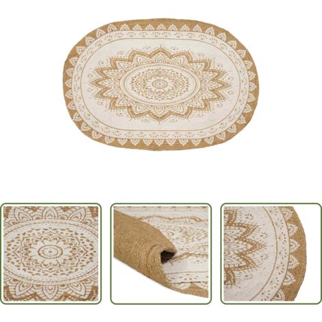 Alfombra natural -  Alfombra de yute Floral Natural 205 x 305 cm yute