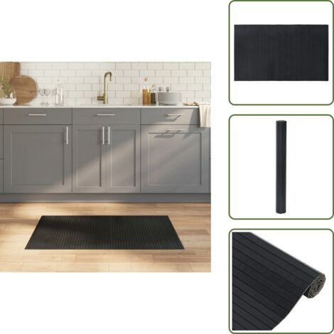 Alfombra natural - vidaXL Alfombra rectangular bambú negro 60x100 cm - Decoración moderna