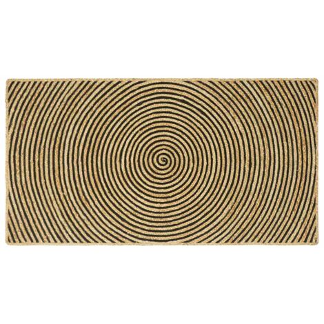 Alfombra Natural y negro 100 x 200 cm yute