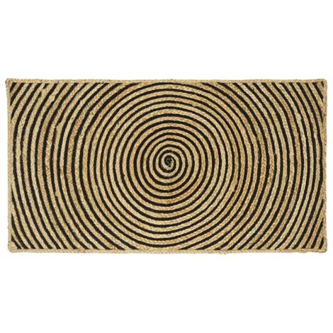 Alfombra Natural y negro 60 x 110 cm yute