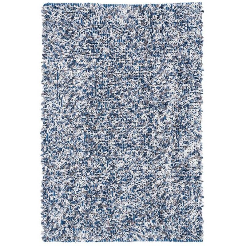 

Alfombra navy nudos blanca y azul de algodón y poliéster, de 180x120 cm