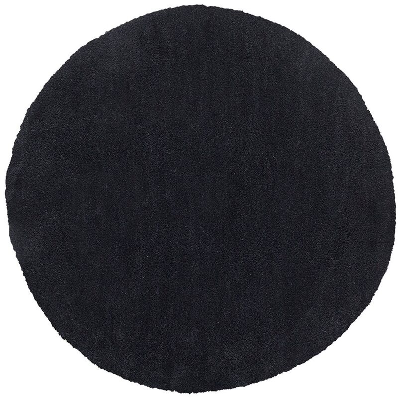 Beliani - Alfombra de pelo largo negra 140 cm redonda moderna Demre