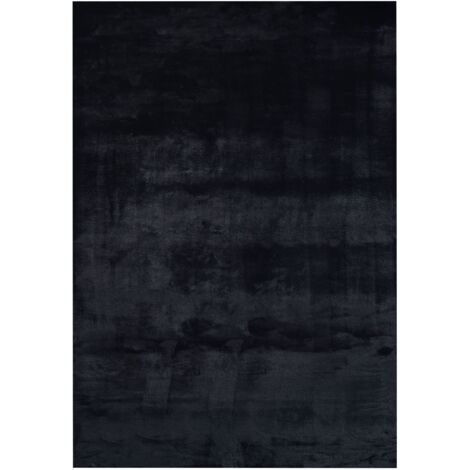 Alfombra negra 160 x 230 cm poliéster piel sintética de conejo pelo largo Mirpur