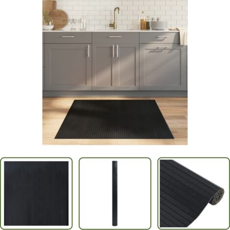 Alfombra negra -  Alfombra rectangular bambú negro 100x100 cm