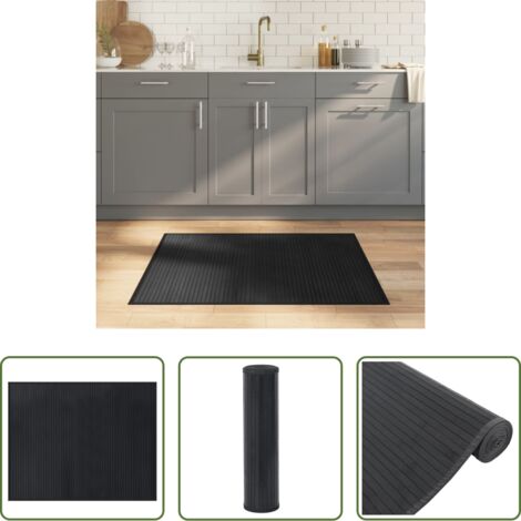 Alfombra negra -  Alfombra rectangular bambú negro 80x100 cm