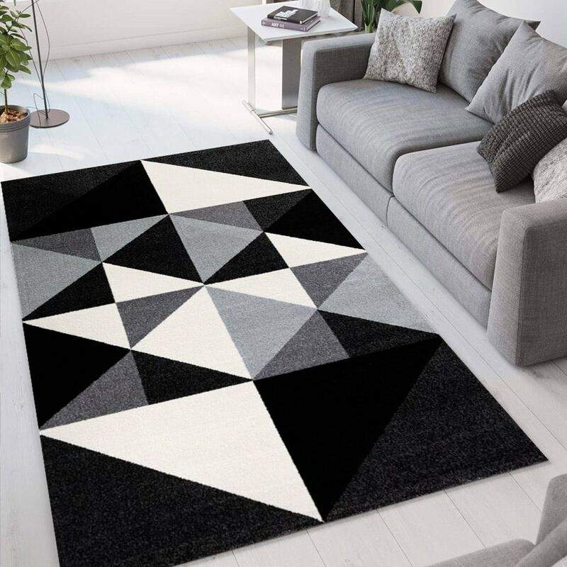 

Alfombra rectangular de diseño geométrico moderno Milano GRI013 | Talla: 80 x 150