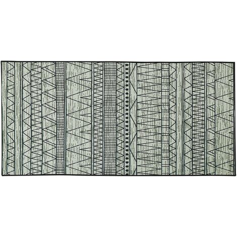 Alfombra negra y gris de poliéster 80 x 150 cm pelo corto patrón geométrico Keban
