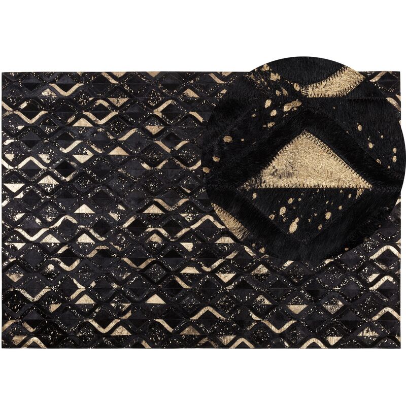 

Alfombra de piel negro/dorado 160x230 cm DEVELI