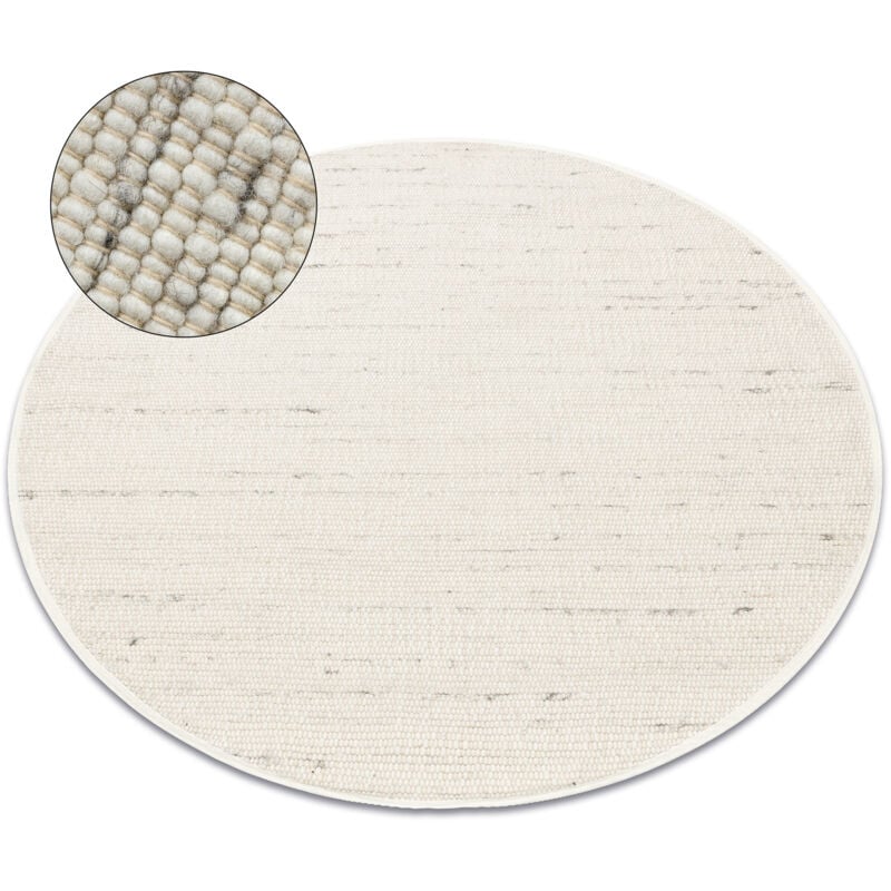 Alfombra NEPAL 2100 círculo blanco / naturales gris - lana, de doble cara beige circulo 160 cm