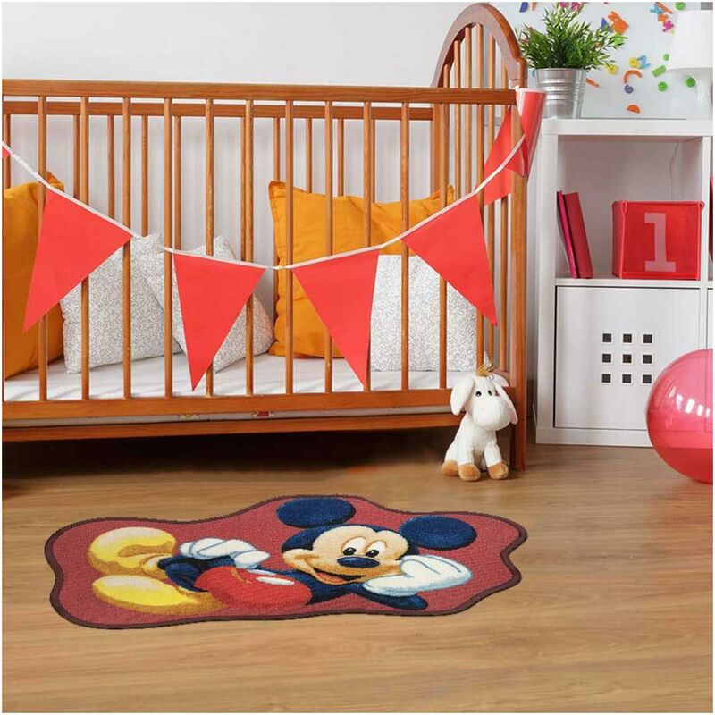 

Alfombra infantil de mickey en forma de Disney en poliamida roja - Rouge