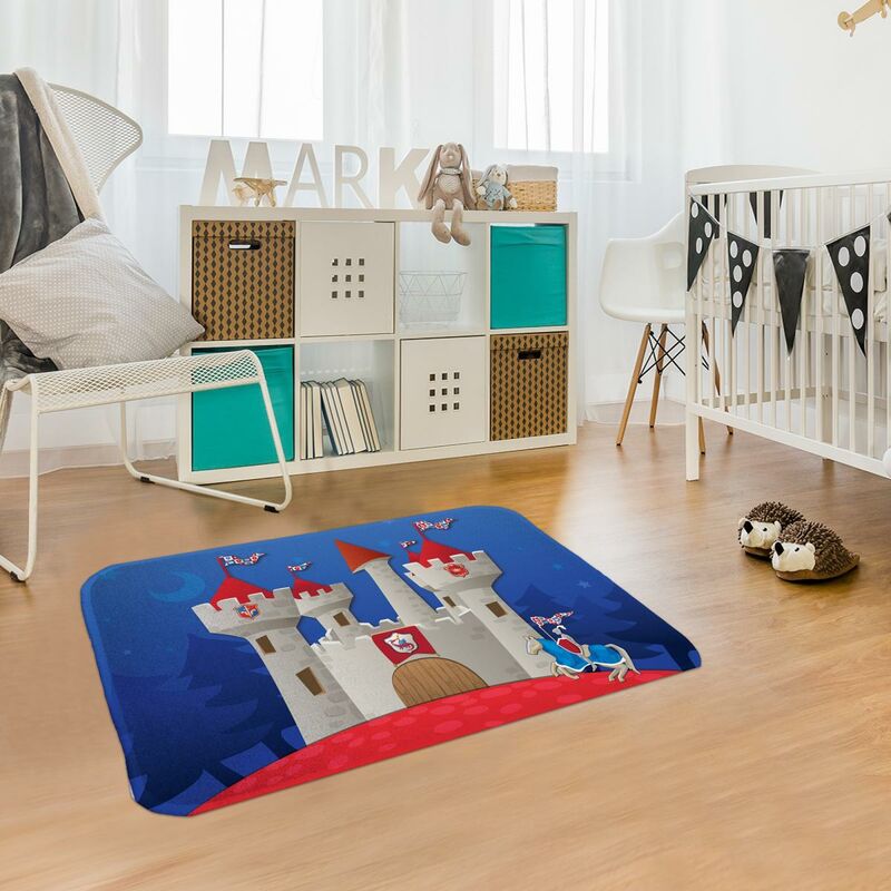 

Alfombra de niño ultra suave Castel en poliéster azul - Bleu