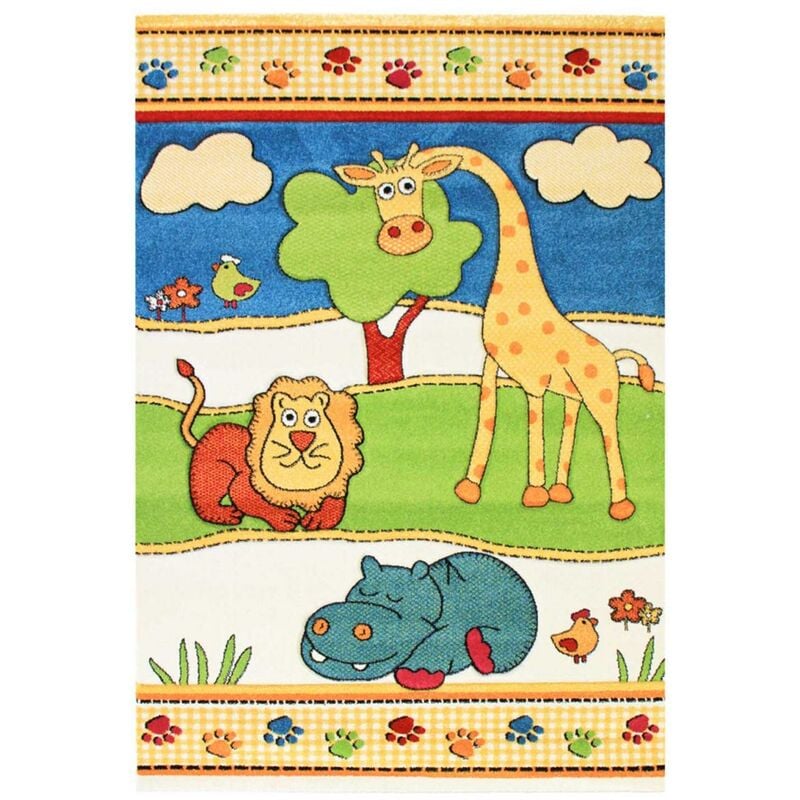 

Dezenco - alfombra niños 80x150 cm rectangulares ANIMALES Beige habitación adecuado para calefacción por suelo radiante - Jaune