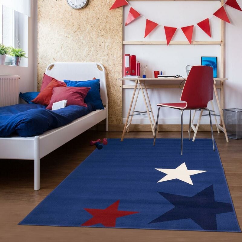 

Niño niño niño estrella polipropileno azul alfombra - Bleu