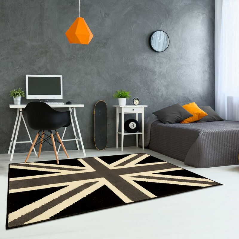 

Dezenco - BC Union Jack Black y con la alfombra infantil en polipropileno gris - Gris