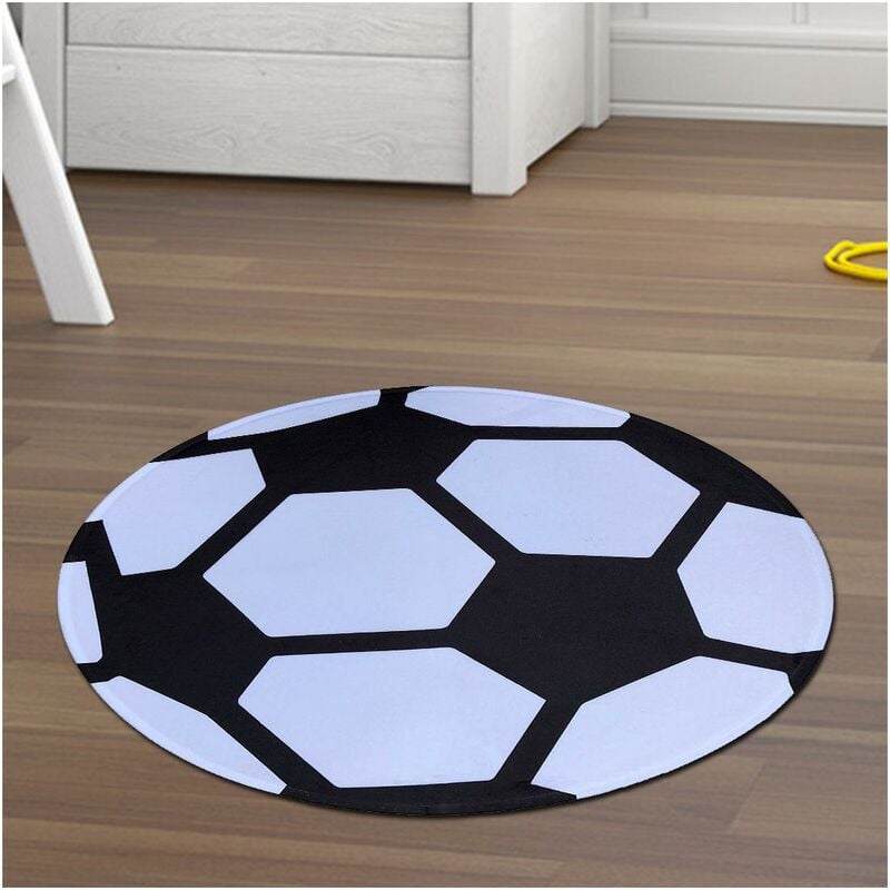 

Alfombra redonda de poliéster negro ultra suave. - Noir