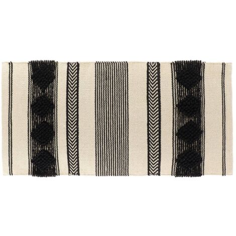 Alfombra nueva delhi algodón otras fibras 45x90 cm- natural negro - Tendance