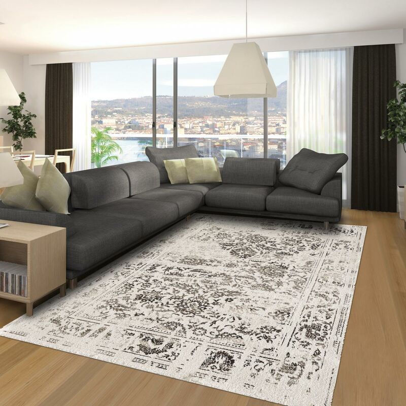 

Alfombra oriental estilo oriental destructura 7 en polipropileno crema - Crème