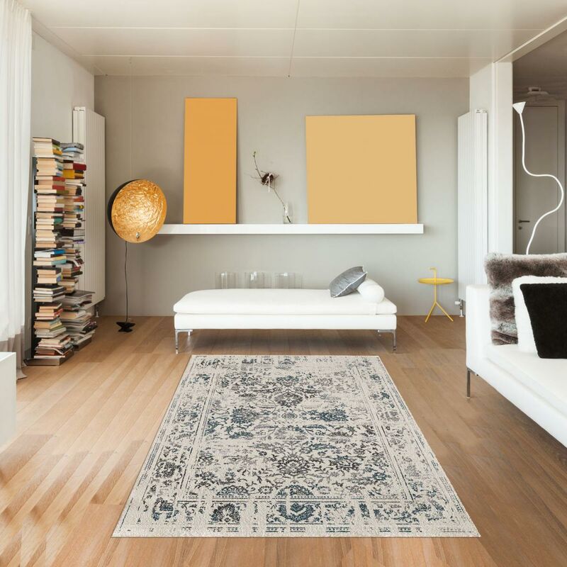 

Alfombra oriental estilo oriental destructura 7 en polipropileno crema - Blanc