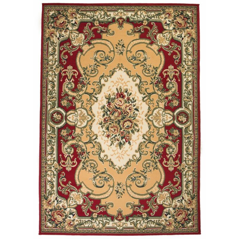 

Alfombra oriental roja y beige 80x150 cm