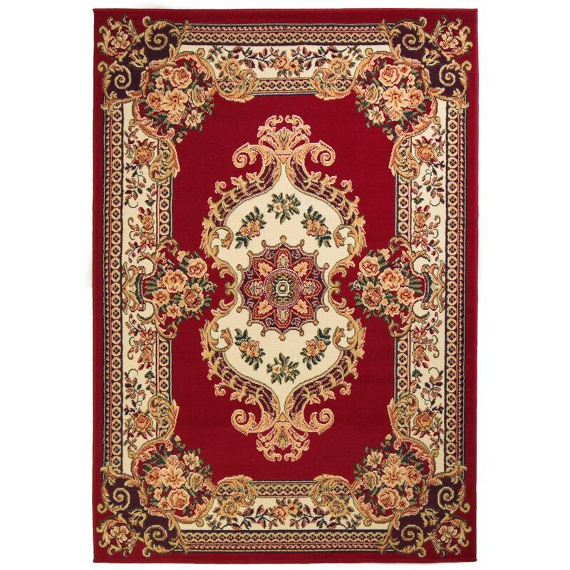 

Alfombra oriental roja y beige 80x150 cm