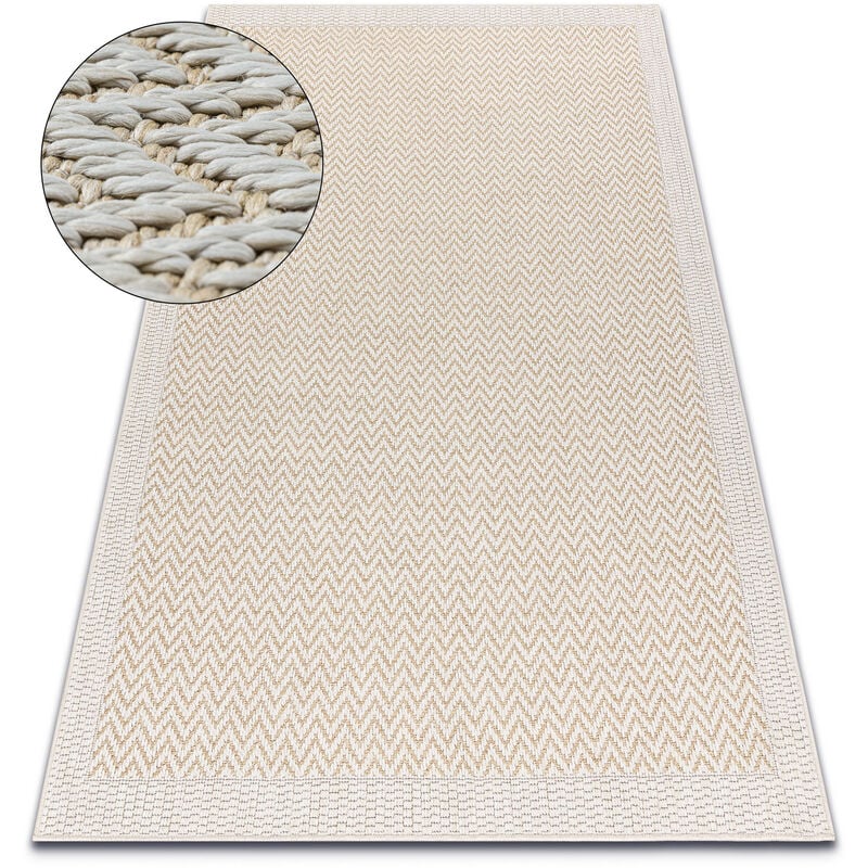 Alfombra ORIGI 3726 crema - Zigzag hilo de SISAL tejido plano beige 136x190 cm