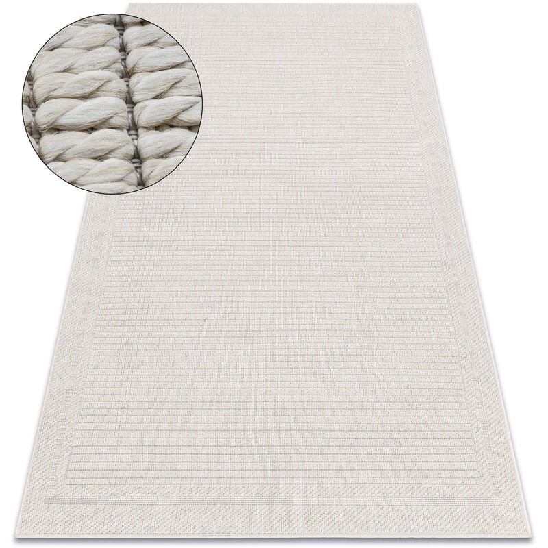 Alfombra ORIGI 3727 crema - Marco hilo de SISAL tejido plano beige 155x220 cm