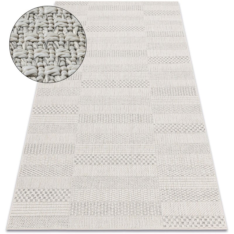 Alfombra ORIGI 3736 crema - tableros hilo de SISAL tejido plano beige 155x220 cm