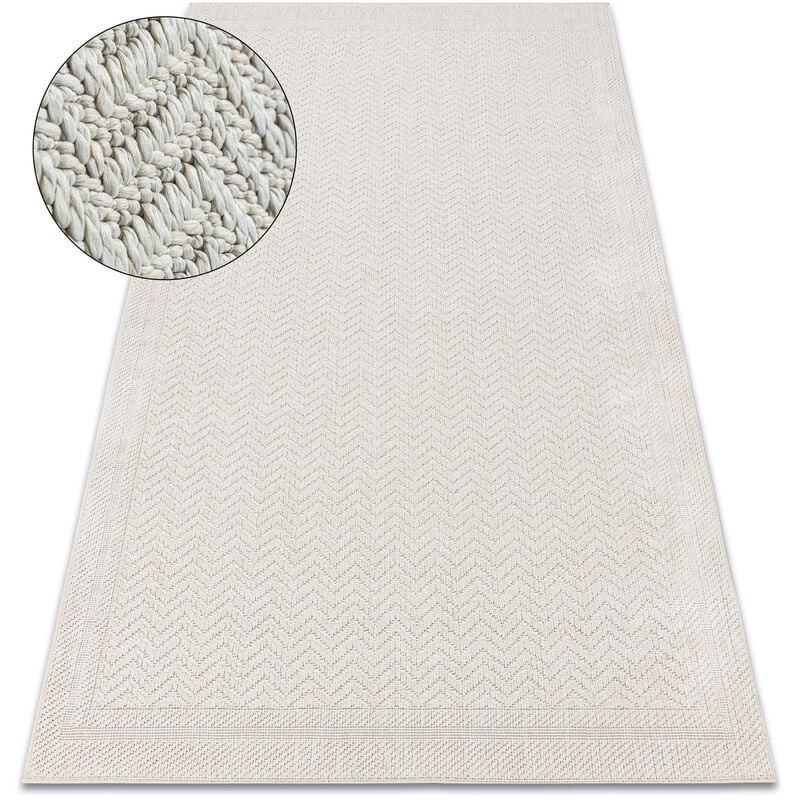 Alfombra ORIGI 3739 crema - Marco, espina de pescado hilo de SISAL tejido plano beige 58x100 cm