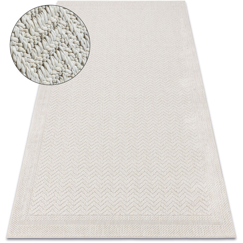 Alfombra ORIGI 3739 crema - Marco, espina de pescado hilo de SISAL tejido plano beige 78x150 cm