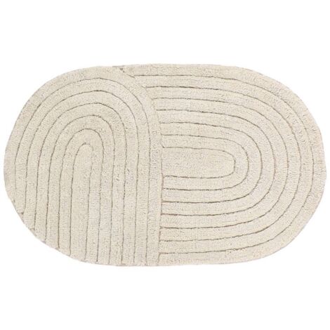 Alfombra ovalada de algodón tufted 50x80cm - gris - Tendance