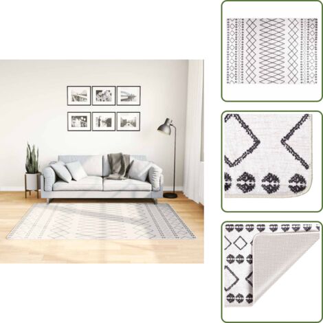 Alfombra para casa - vidaXL Alfombra lavable negro y blanco 120x180 cm - Alfombra para dormitorio