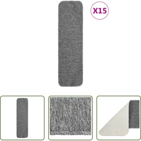 Alfombra para escalera -  Alfombrillas de escalera 15 uds gris rectangular 75x20 cm