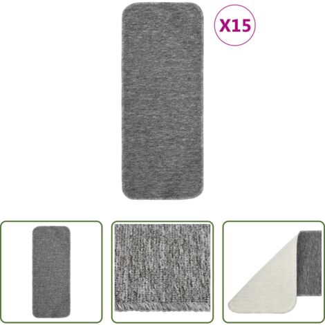 Alfombra para escaleras -  Alfombrillas de escalera 15 uds gris rectangular 60x25 cm