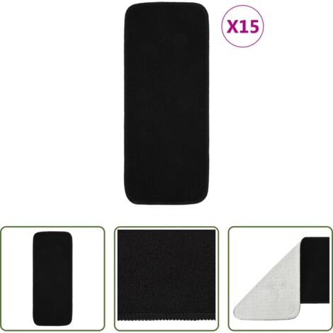Alfombra para escaleras -  Alfombrillas de escalera 15 uds negro rectangular 60x25 cm