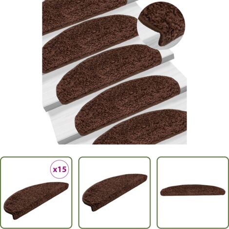 Alfombra para escaleras -  Felpudos para escaleras 15 unidades 65x21x4 cm Marrón Semicircular Grande