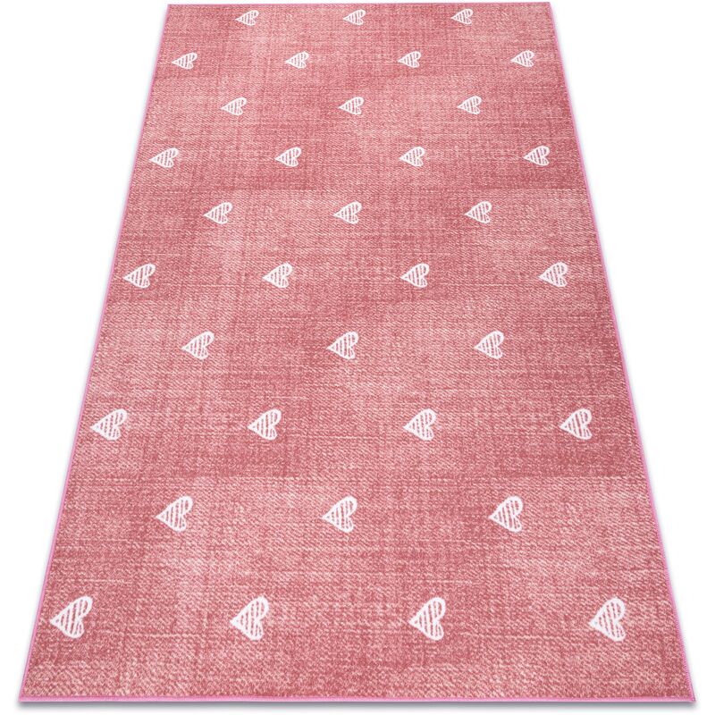 

Rugsx - Alfombra para niños HEARTS Jeans, vintage - rosado Tonos de rosa 200x200 cm