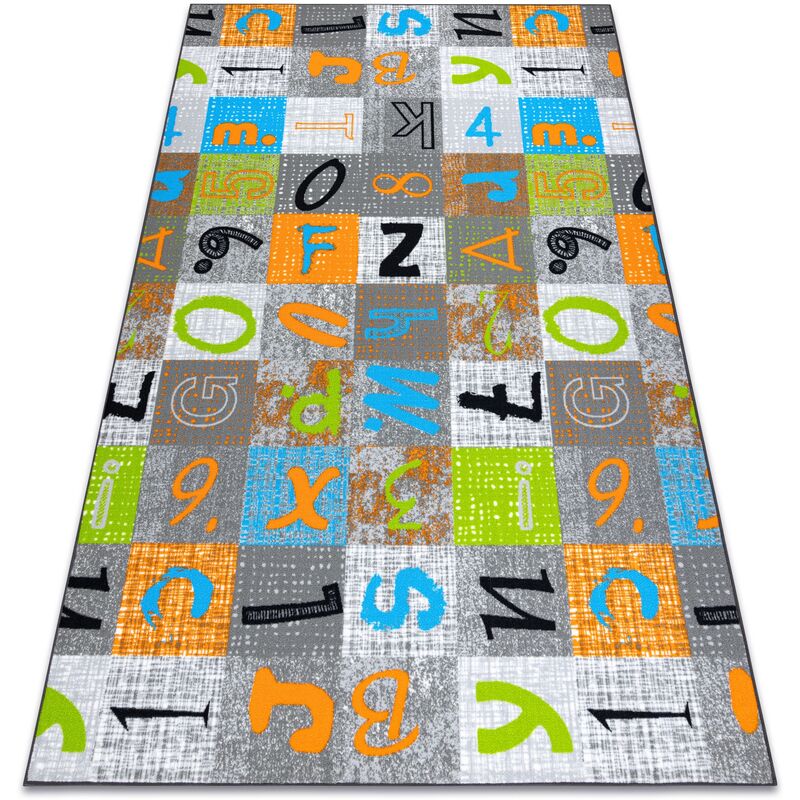 

Alfombra para niños JUMPY Patchwork, Letras, Números gris / naranja / azul Multicolor 150x200 cm