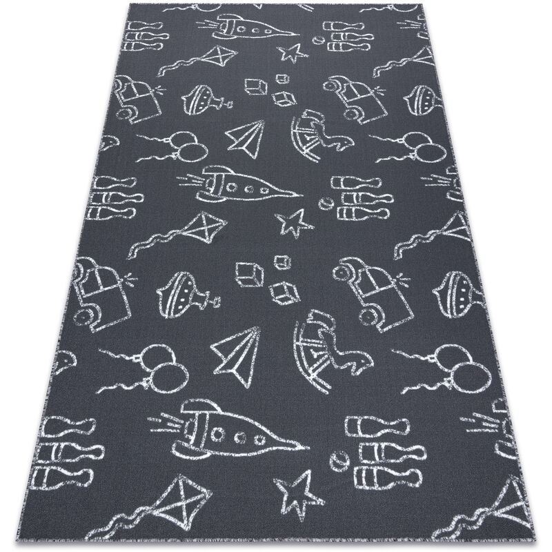 

Rugsx - Alfombra para niños TOYS Juguetes, divertido - gris Tonos de gris y plata 300x600 cm