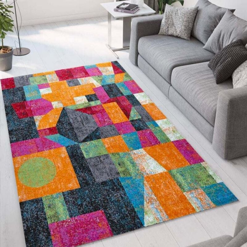 

Alfombra para salón de diseño geométrico moderno multicolor de Milano MUL020 | Talla: 60 x 110