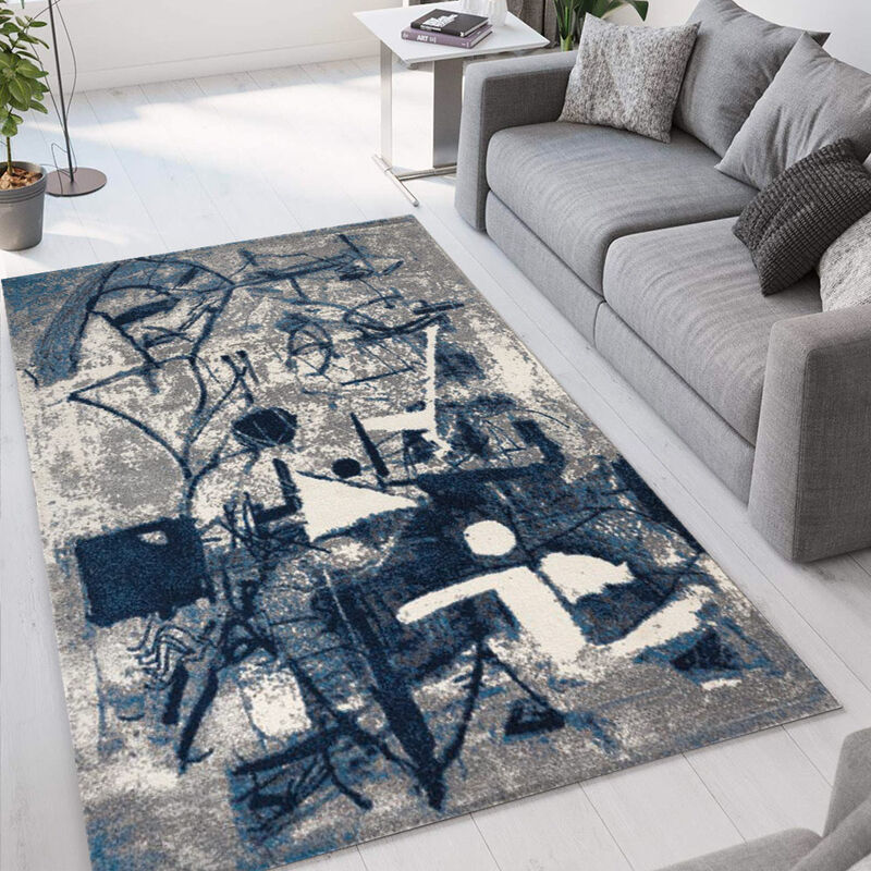 

Alfombra para salón de diseño moderno azul milano BLU014 | Talla: 80 x 150