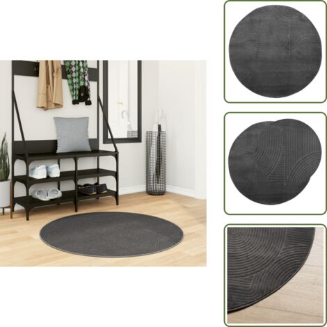 Alfombra para salón - vidaXL Alfombra de pelo corto look escandinavo IZA antracita Ø 100 cm - Alfombra para dormitorio