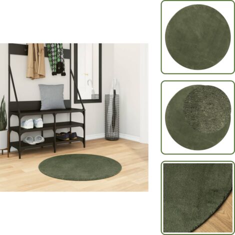 Alfombra para salón - vidaXL Alfombra pelo corto suave lavable HUARTE verde bosque Ø 80 cm - Alfombra para dormitorio