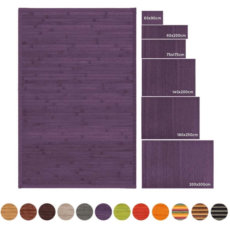 

Alfombra pasillera de bambú lila de 175x75 cm