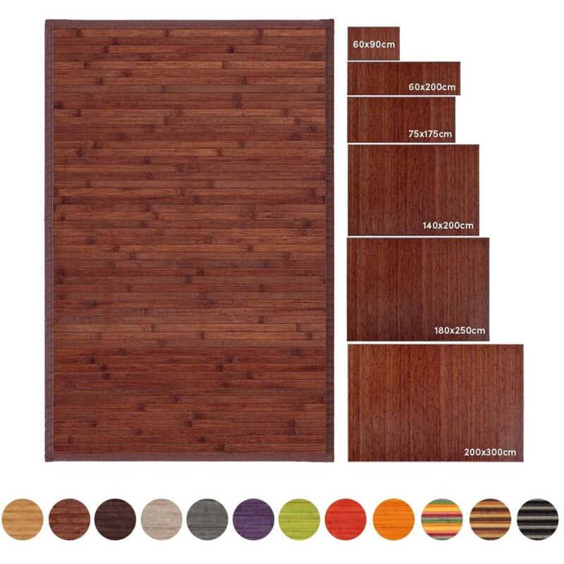 

Alfombra pasillera de bambú marrón industrial de 200x60 cm