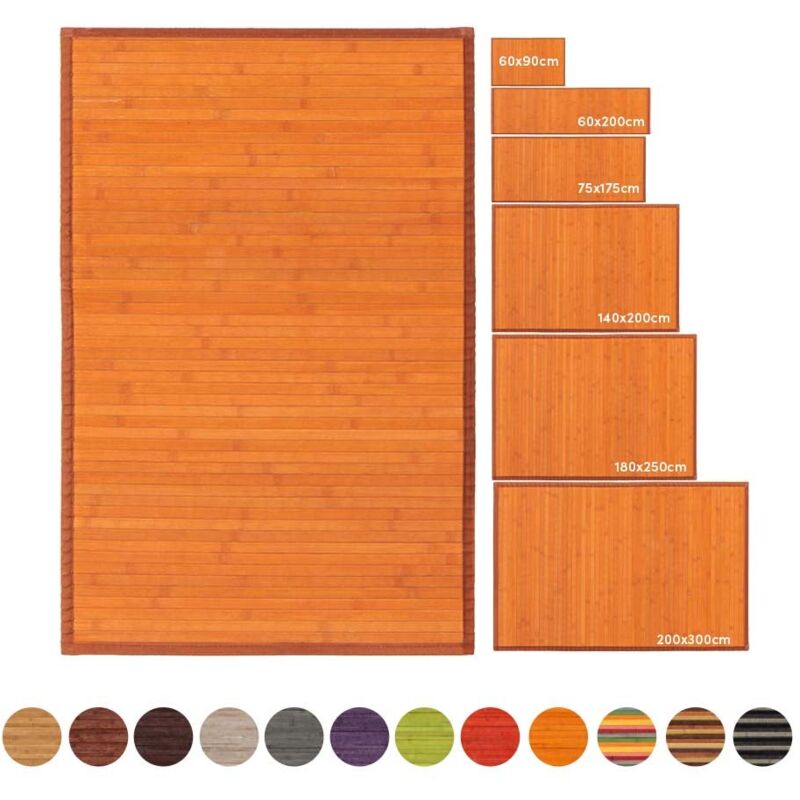 

Alfombra pasillera de bambú naranja de 90x60 cm