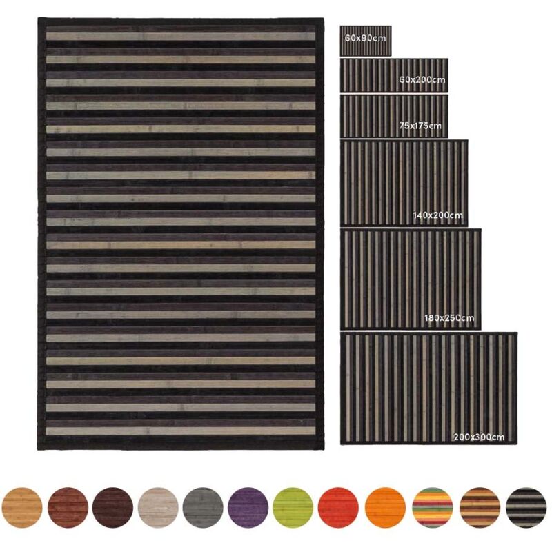 

Alfombra pasillera de bambú negra de 60x90 cm