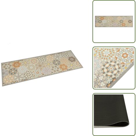 Alfombra pastel - vidaXL Alfombra de cocina lavable terciopelo hexágonos pastel 45x150cm - Alfombra de terciopelo