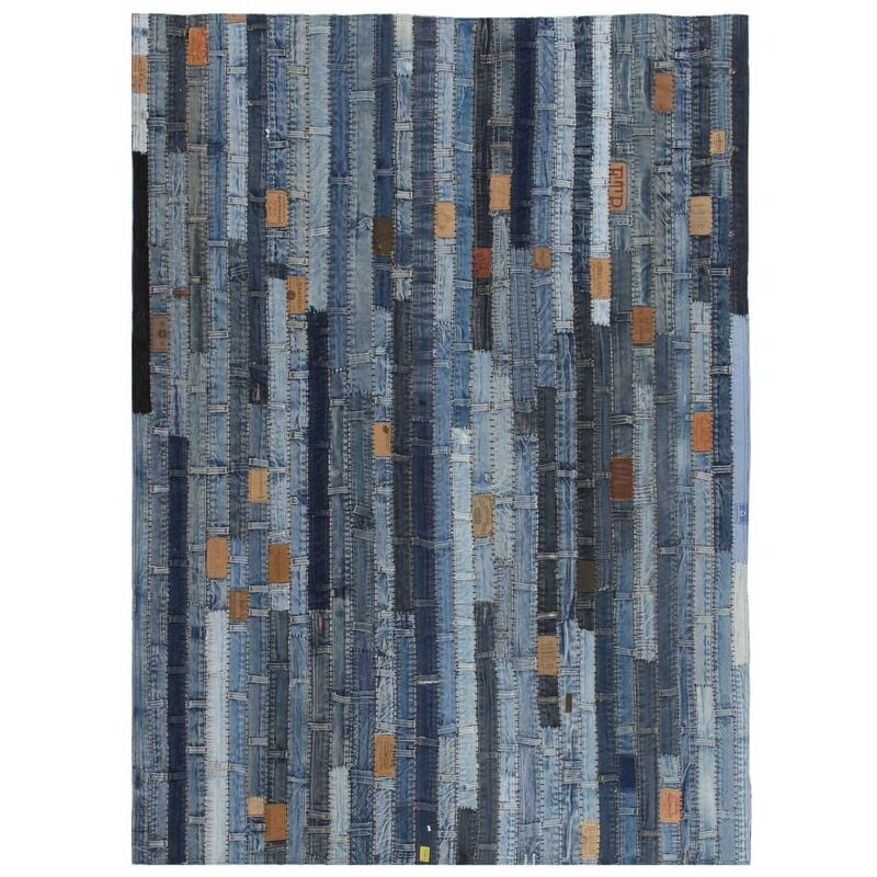 

Alfombra patchwork cinturillas de vaquero azul 120x170 cm