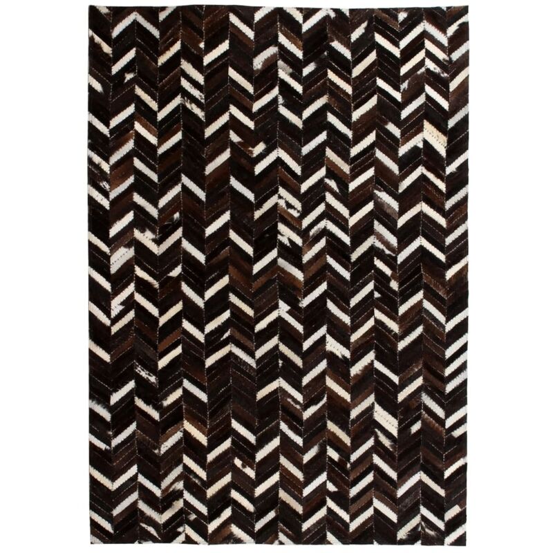 

vidaXL Alfombra de retazos de cuero 80x150 cm chevrón negro/blanco - Multicolor